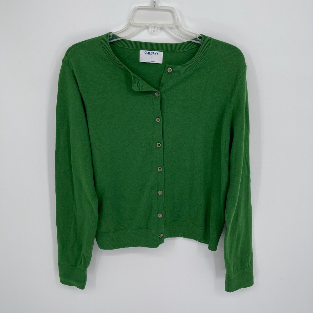 Old Navy Women's Green SoSoft Lite Button Front Knit Cardigan Sweater Size L